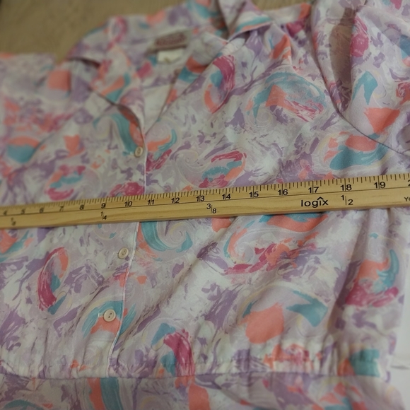 Vintage Pastel Patterned Midi Dress Made In U.S.A. Polyester - Picture 8 of 12